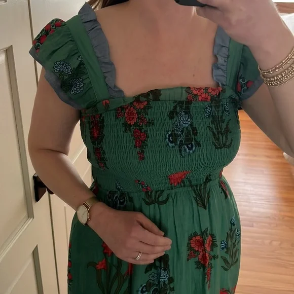 THML Magdalena Green Floral Print Midi Dress small - Picture 10 of 16